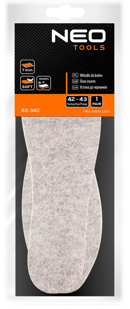 Wkładki do butów filcowe NEO 82-342, rozm. 42-43 3