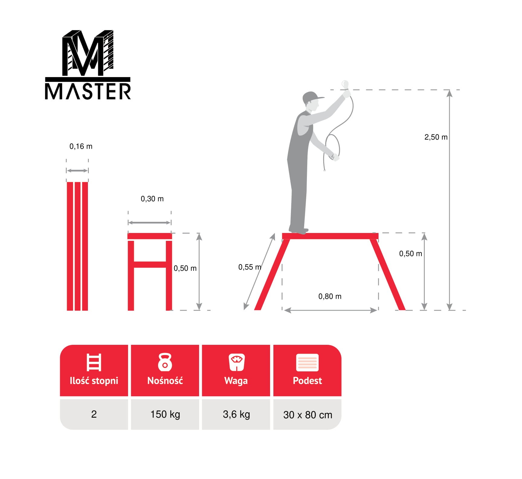 Podest aluminiowy Hop Up 76x30 cm 1