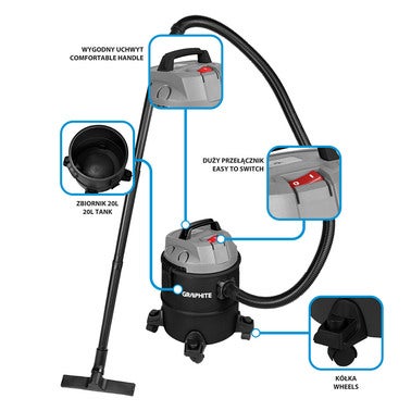 Odkurzacz warsztatowy 1200W 59G614 Graphite 10