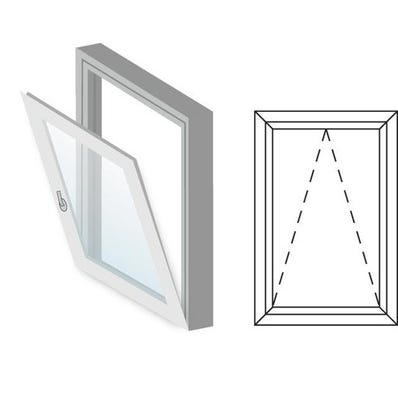 Okno fasadowe 3-szybowe PCV O2 uchylne jednoskrzydłowe 865x535 mm białe