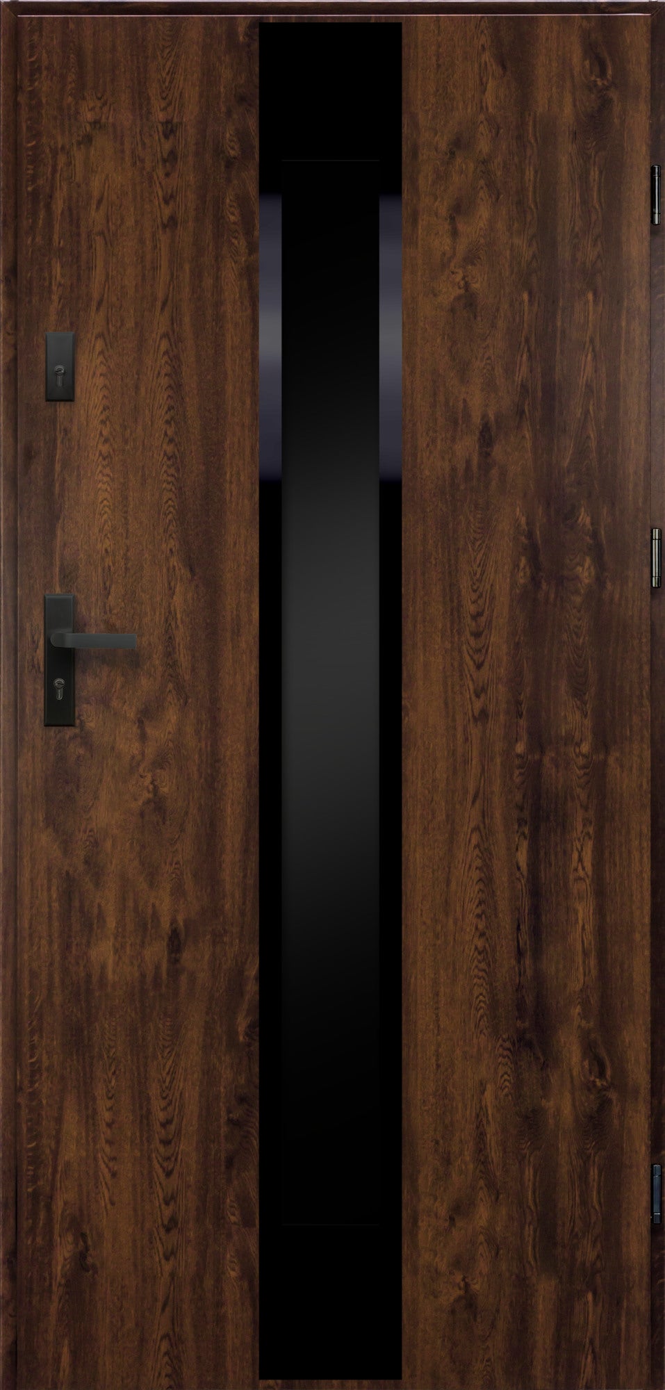 Drzwi stalowe Pass90 VENICE szklone orzech 90 prawe