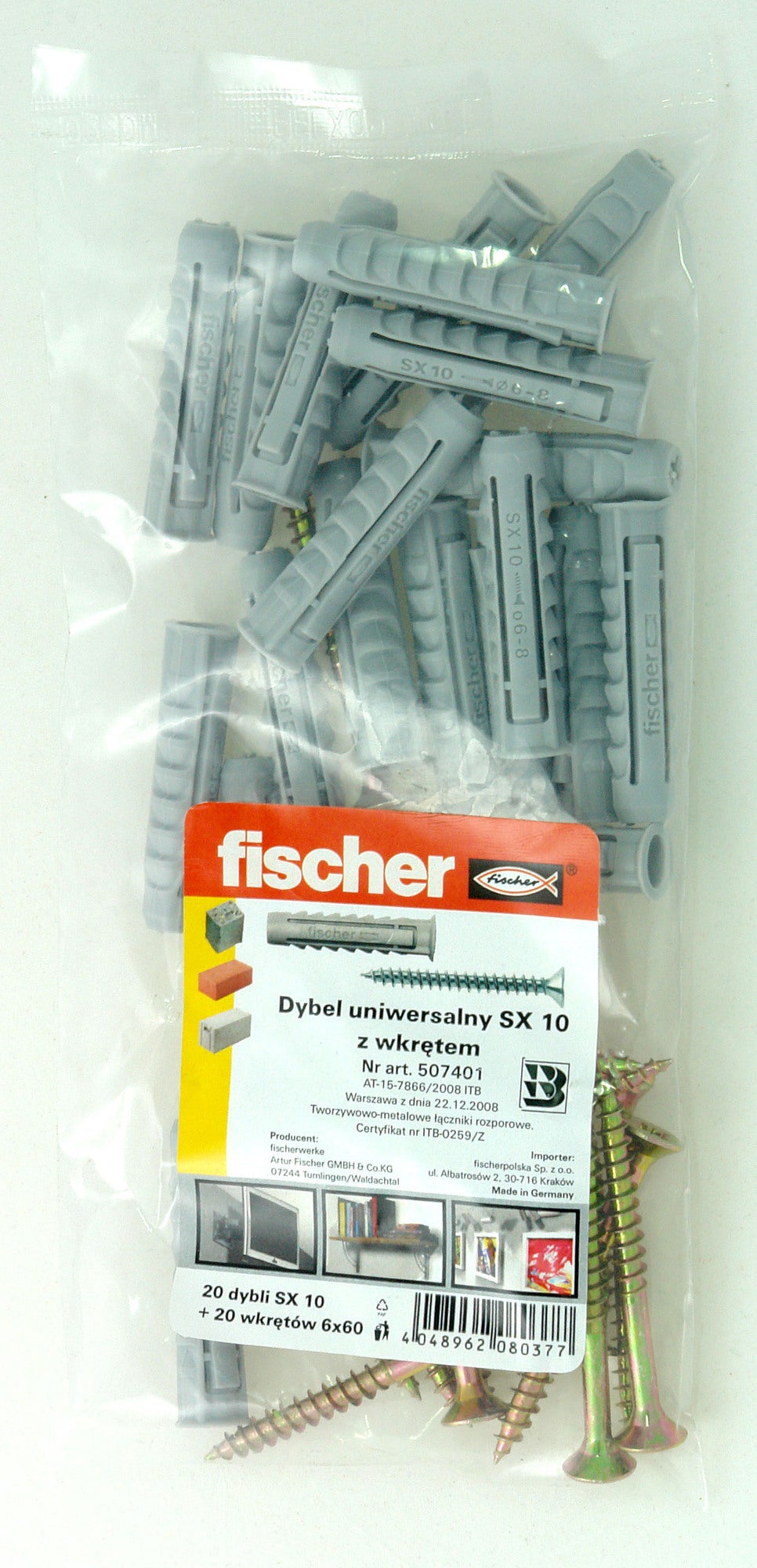 Kolek rozporowy SX z wkrętem 10x50 mm (20 szt.)