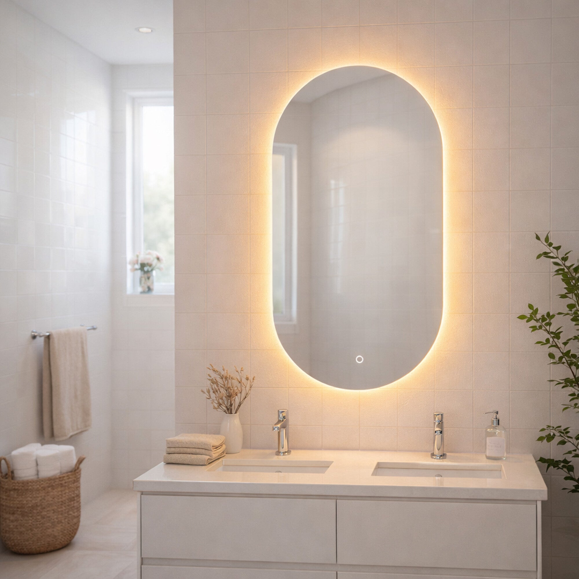 Lustro owalne led dotykowe 90 x 50 cm  2