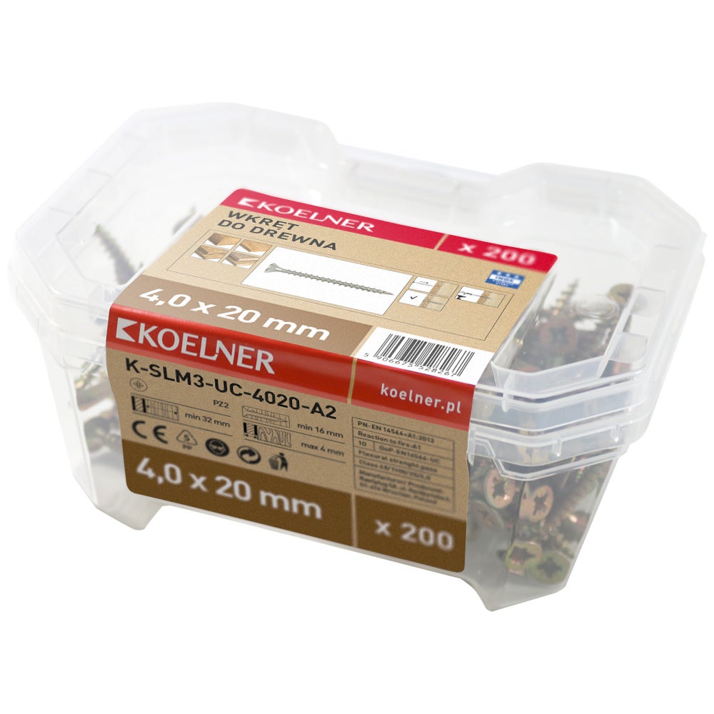 Wkręt utwardzany do drewna A2 4.0x20 mm (200 szt.) 1