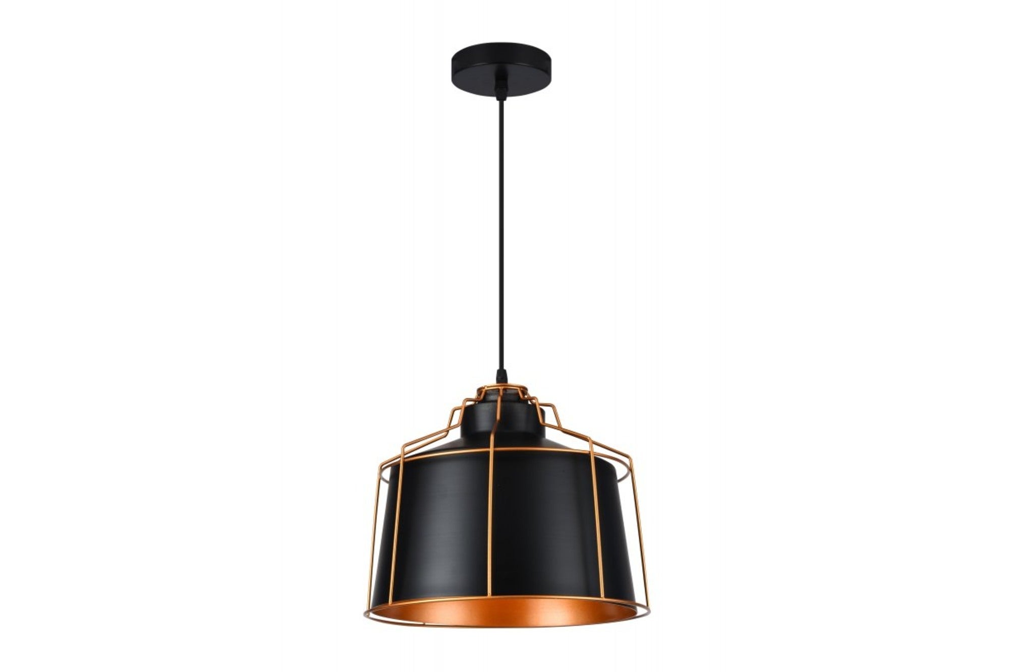 Oprawa loftowa Goa 1xE27 średnica 32cm czarno-złota z siatką