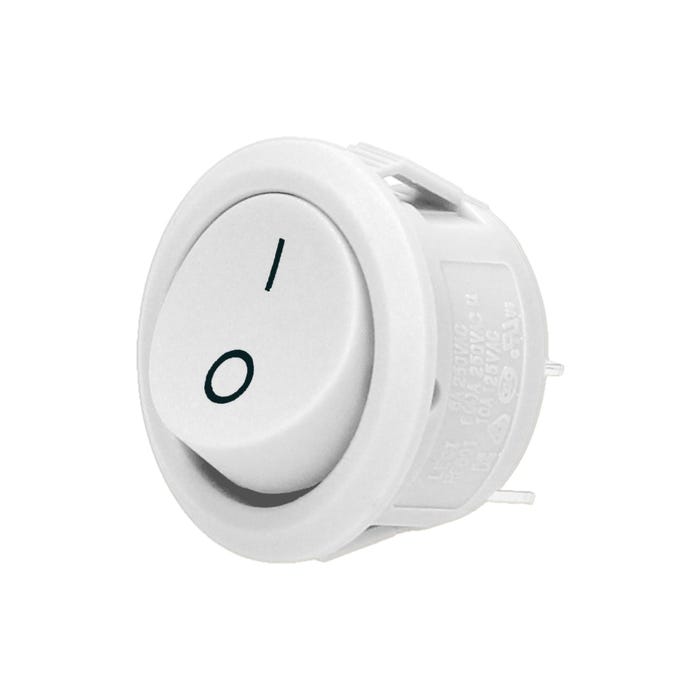 Łącznik kołyskowy okrągły 6A 230V biały