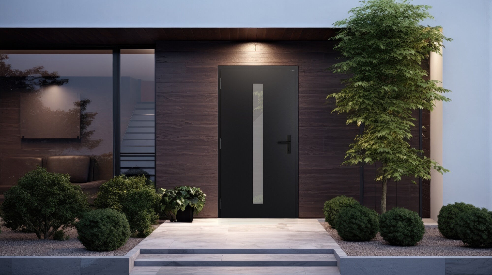 Drzwi zewnętrzne NOVIA Vitre szyba silver z efektem lustro weneckie, czarne (RAL 9005 struktura) 90 lewe 1