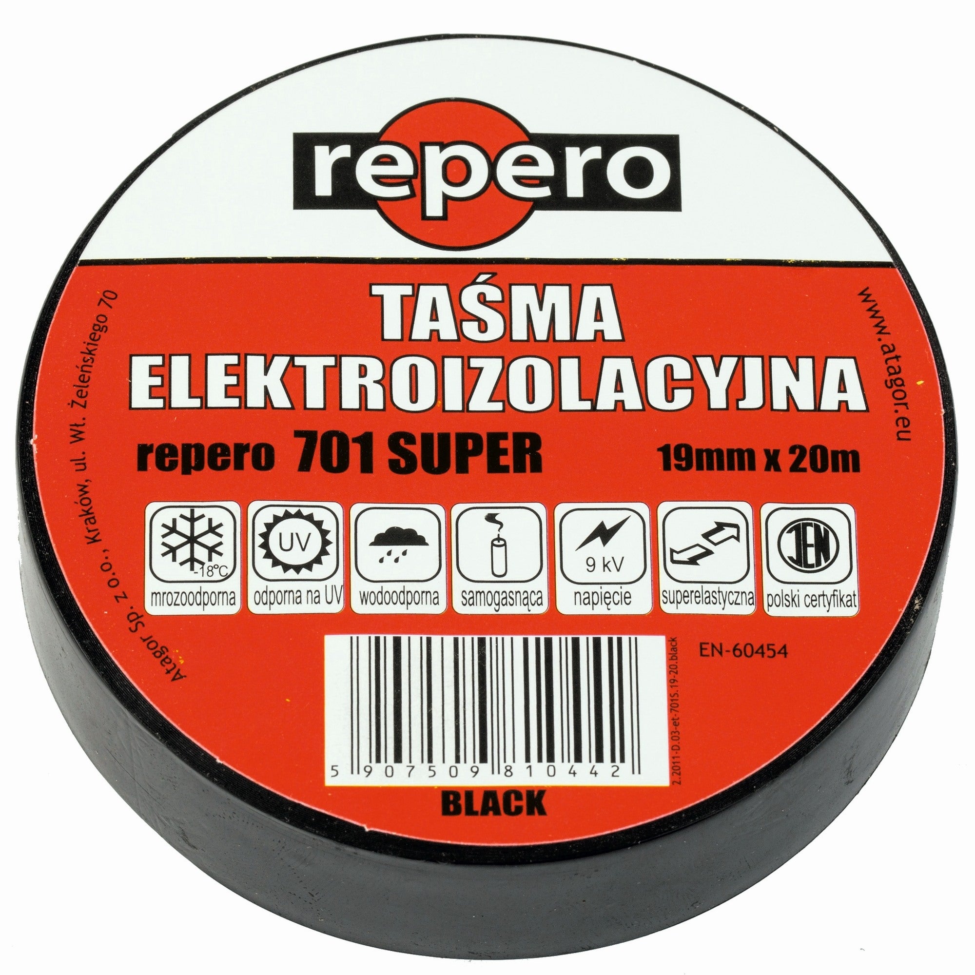 Taśma elektroizolacyjna Repero 701 19mm/20m mrozoodporna czarna 1