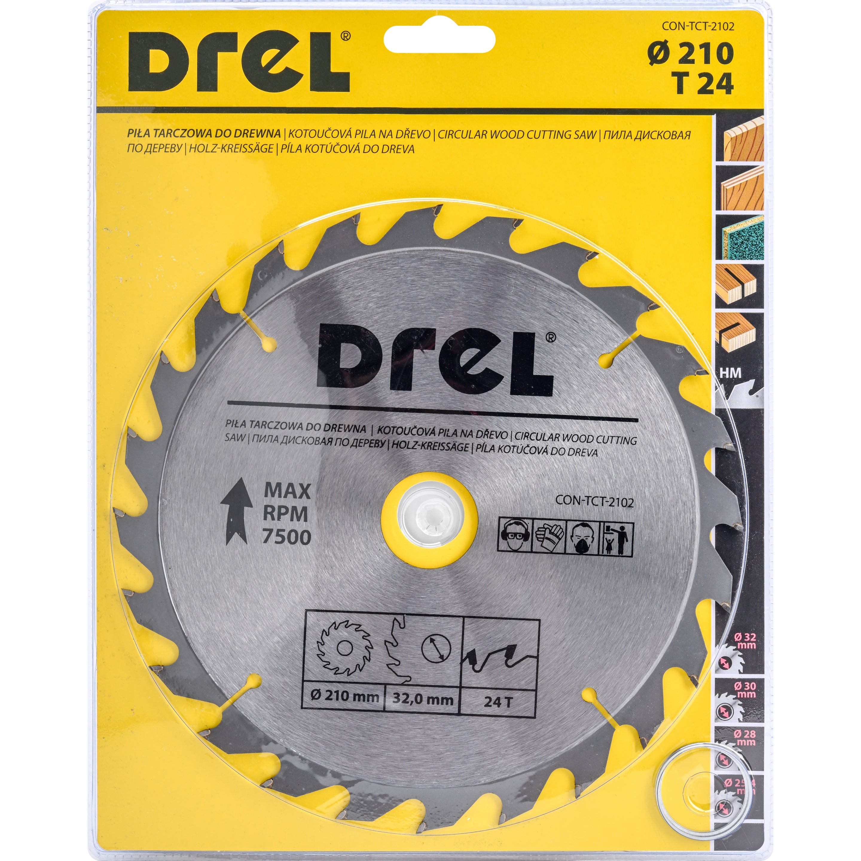 Piła widiowa do drewna 210 mm 24Z, otwór 25,4/28/30/32 1