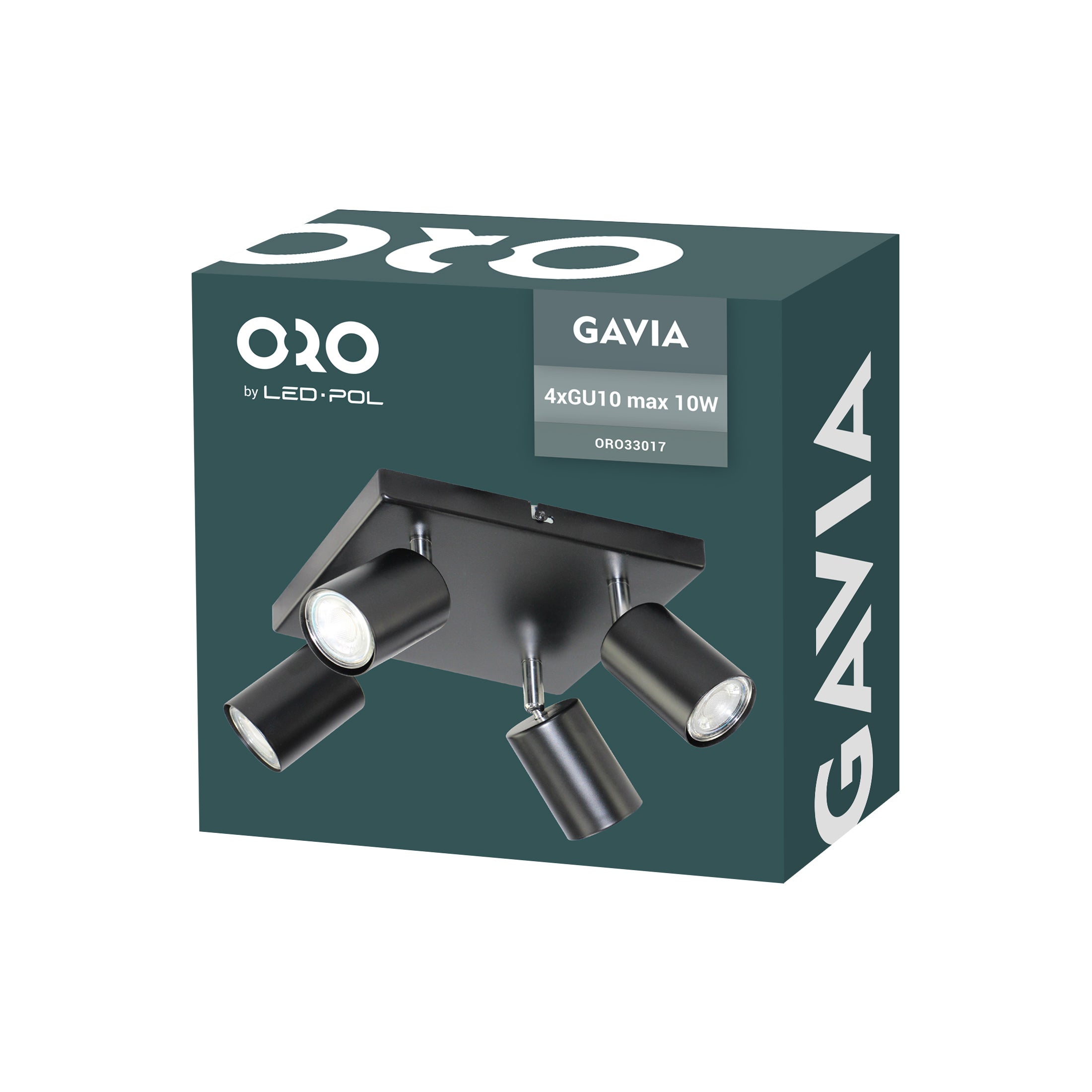 Lampa ścienno-sufitowa GAVIA 4xGU10 kolor czarny, kinkiet, obrotowy 1