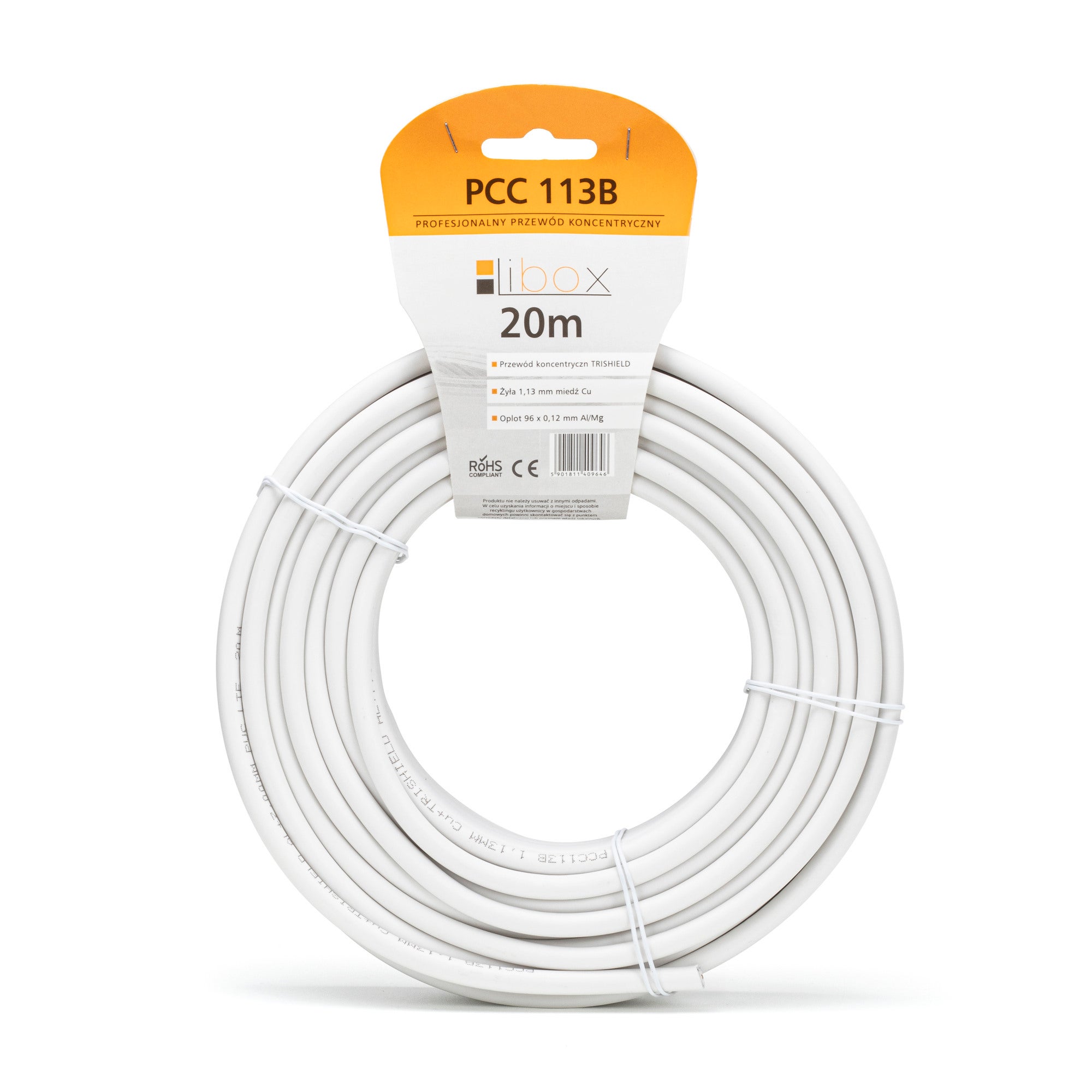 Przewód antenowy PCC113B 75Ω żyla 1,13mm 20m