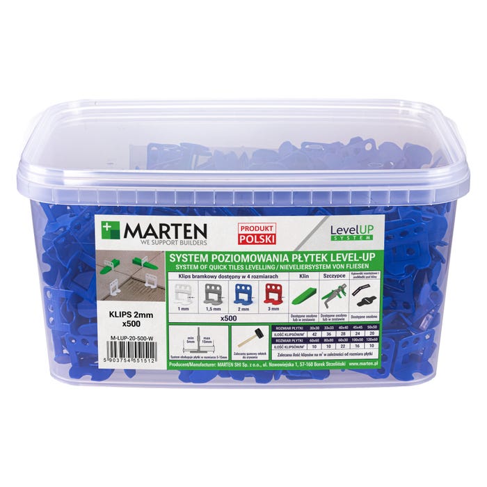 Marten system poziomowania Level Up bramka 2mm 500 sztuk