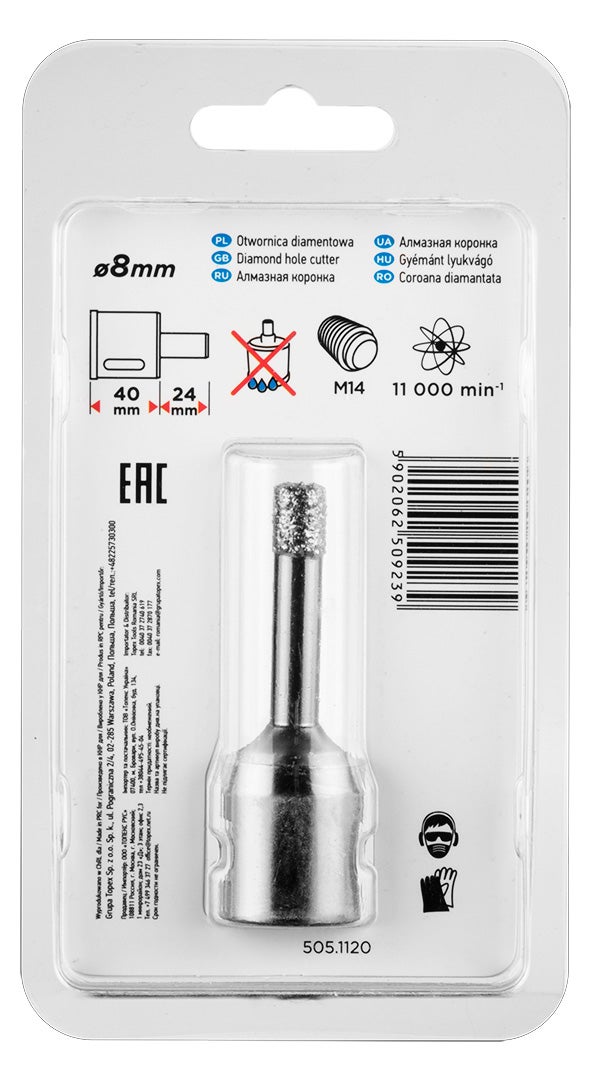 Otwornica do gresu "na sucho" 10 mm M14 Graphite 1