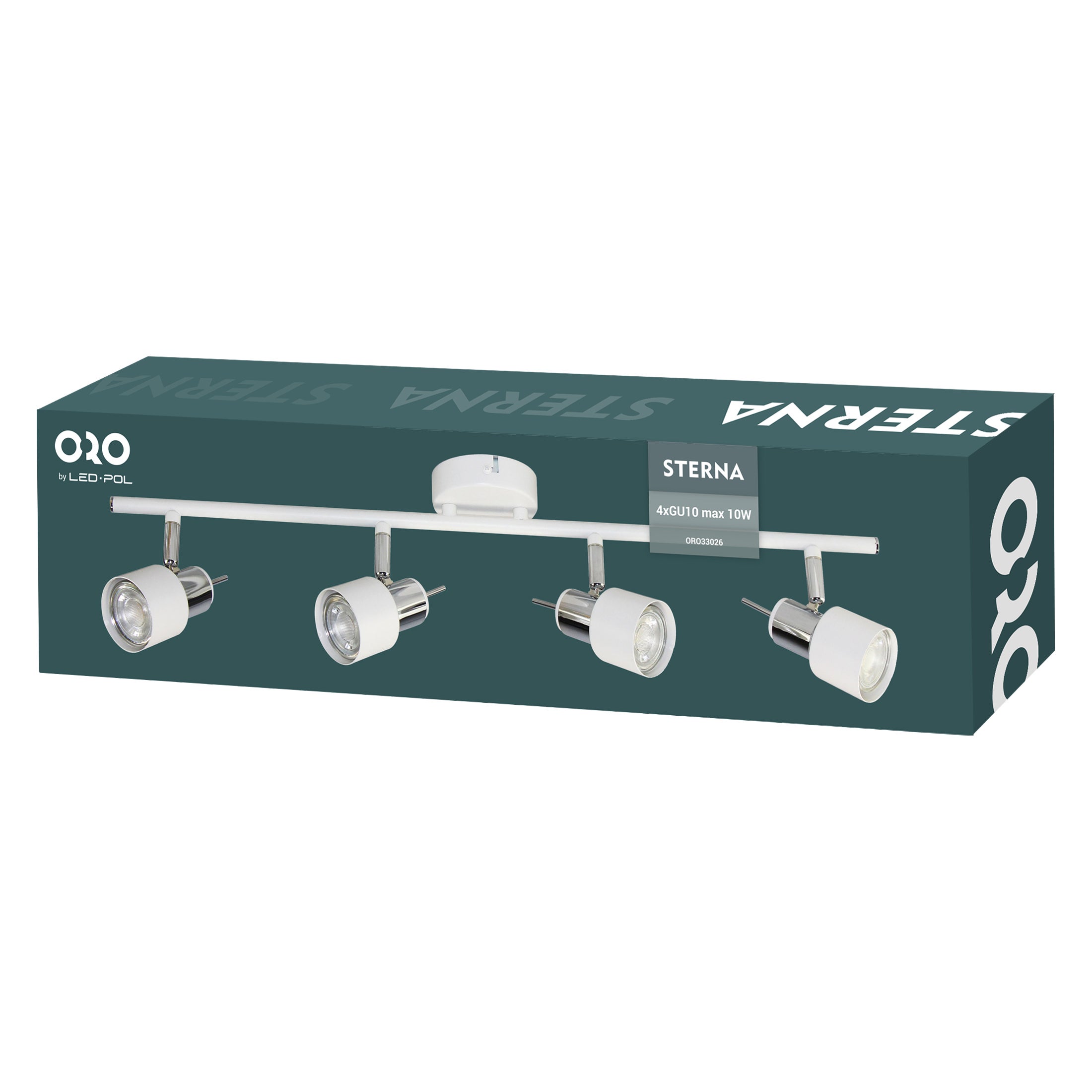 Lampa ścienno-sufitowa STERNA 4xGU10 kolor biały, listwa, obrotowa 1