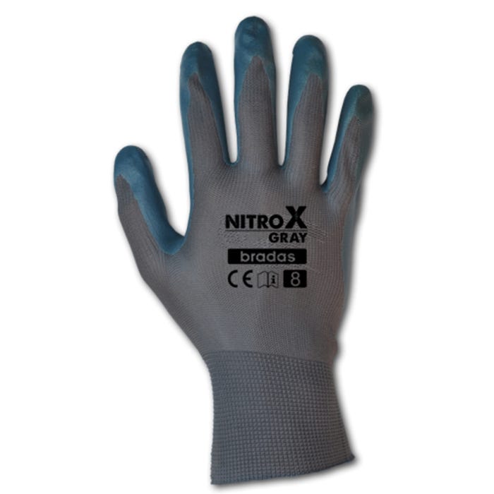 Rękawice powlekane nitrylem NITROX GRAY Bradas, rozm. 10 (XL)