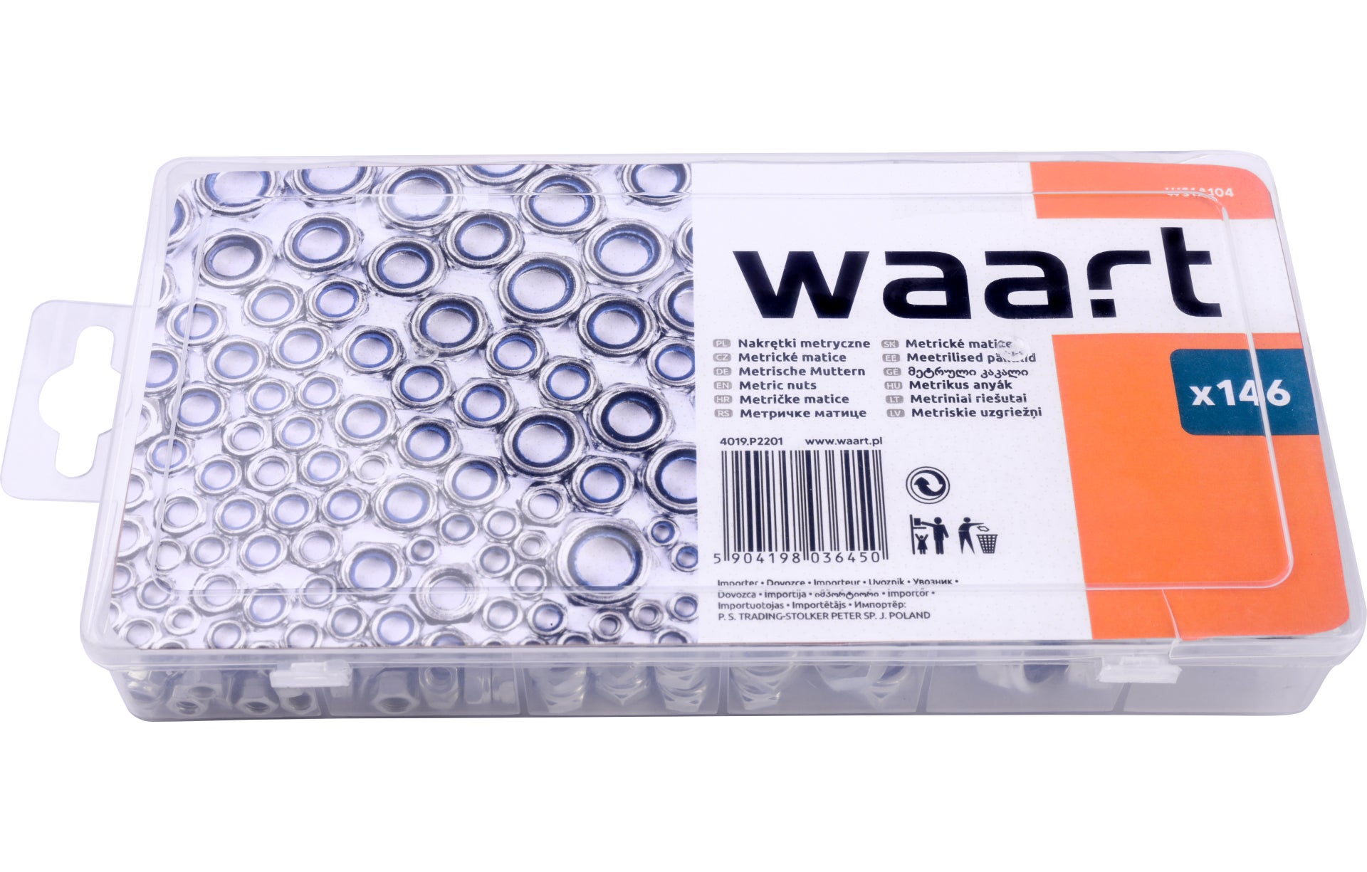 Zestaw nakrętek metrycznych z zabezpieczeniem (146 szt.) 2