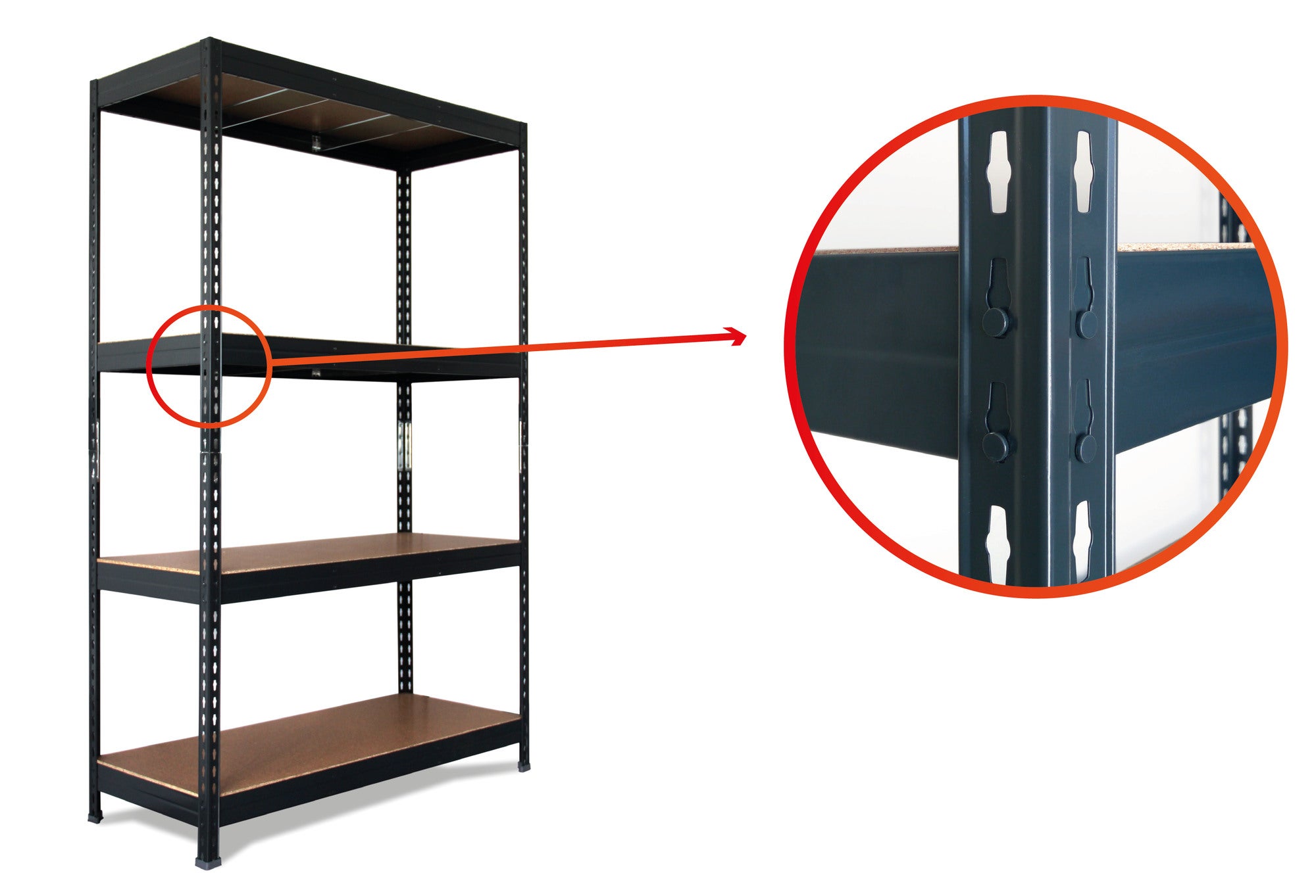 Regał magazynowy Rivet wym. 180x180x60 cm, 4 półki, 350 kg 1