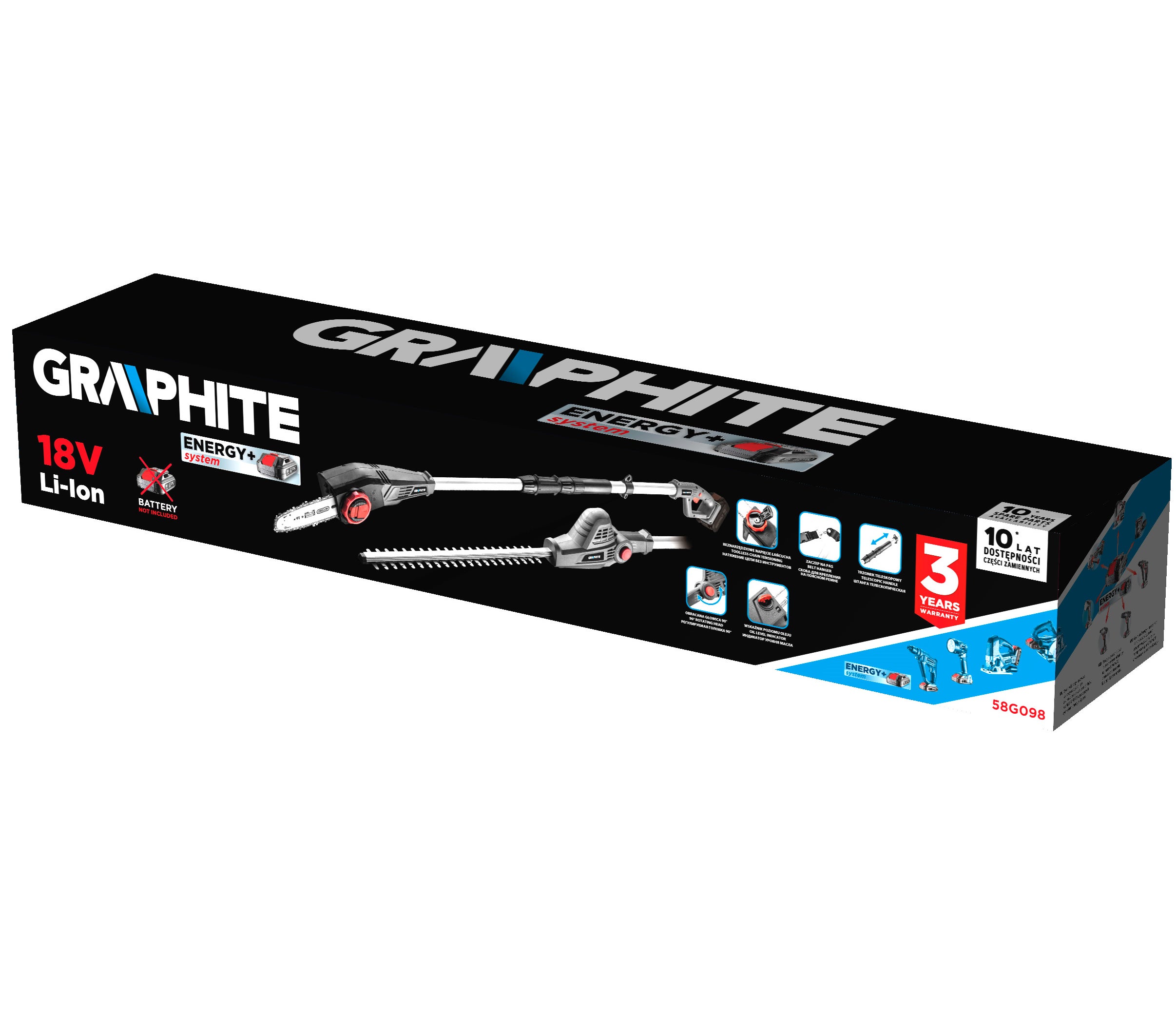 Urządzenie ogrodowe na wysięgniku 2w1 18V 58G098 Graphite / bez aku 1