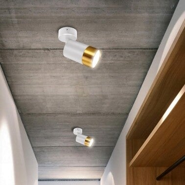 Lampa ścienno sufitowa PUZON 1xGU10, kolor biało-złoty, kinkiet, obrotowy 1