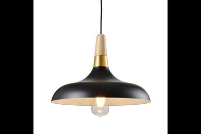 Oprawa sufitowa SKANDI 2 1x E27, czarny, średnica 35cm, materiał metal+drewno