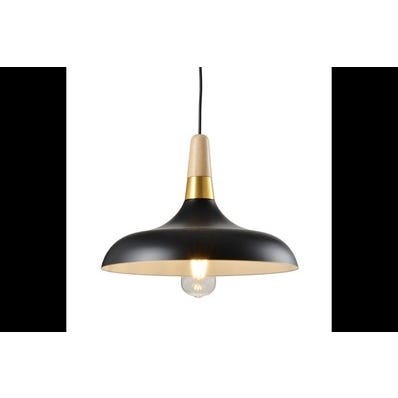 Oprawa sufitowa SKANDI 2 1x E27, czarny, średnica 35cm, materiał metal+drewno