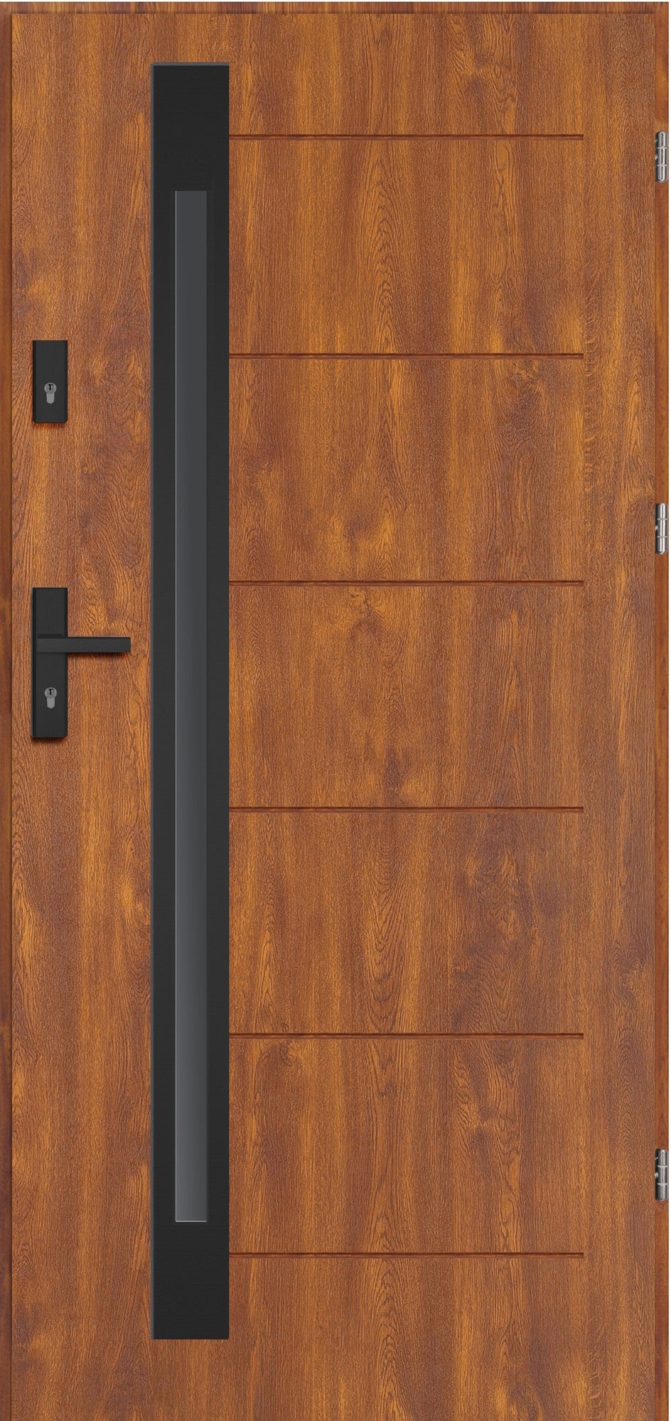 Drzwi zewnętrzne Malmo Antisol Black złoty dąb 90 prawe 1