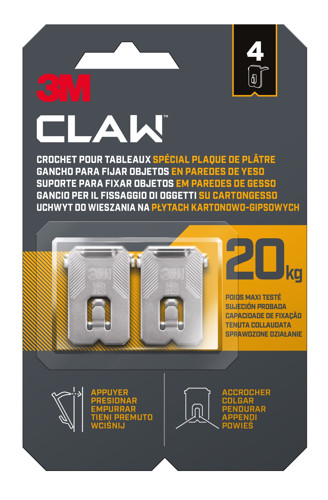 Claw uchwyt do płyt k/g 20kg (4 szt.)