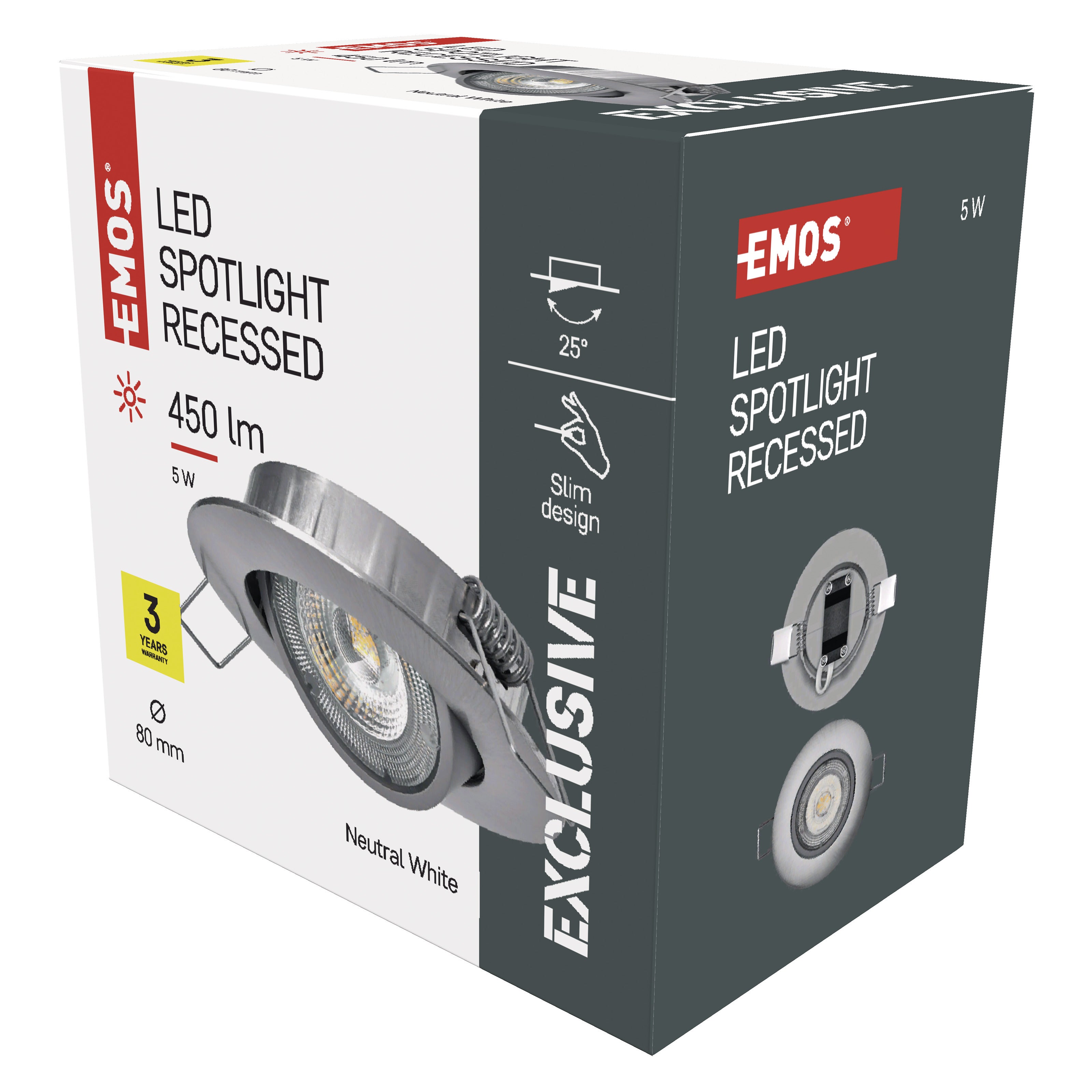 Oczko LED okrągłe 5W 450Lm 3000K IP20 kolor nikiel 1