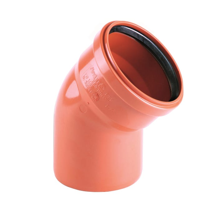 Kolano kanalizacyjne zewnętrzne, PVC fi 160 mm, kąt 45°