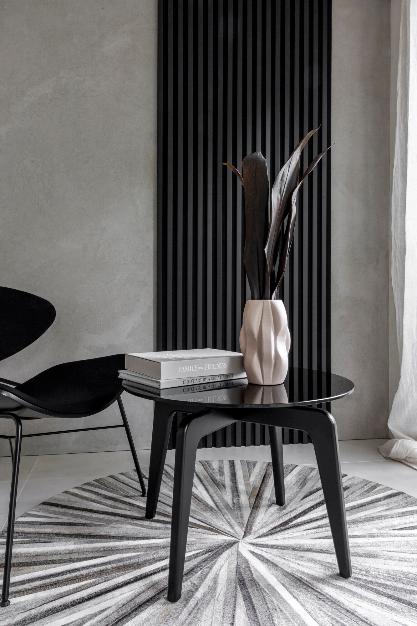 Panel lamelowy na filcowym podkładzie WOODLINE 2700x300 czarny, tło czarny mat 1