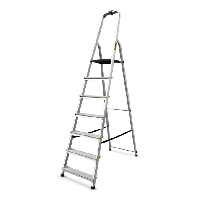 Drabina aluminiowa domowa 7 - stopniowa 150 kg + haczyk gratis