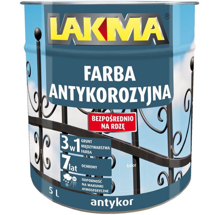 Farba antykorozyjna Antykor Lakma szary 5l