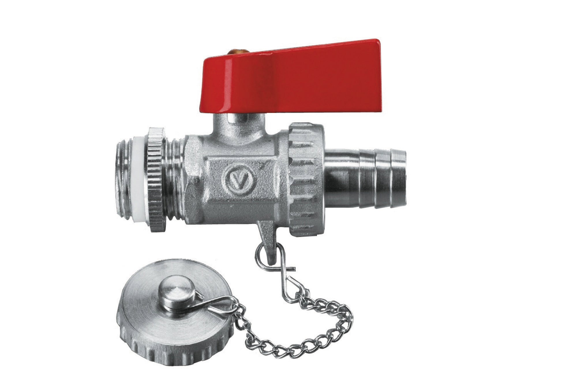 Zawór kulowy spustowy 1/2" niklowany ze złączką do węża i zaślepką