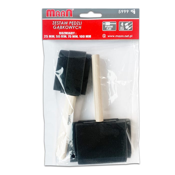 Zestaw pędzli gąbkowych płaskich 4 szt.