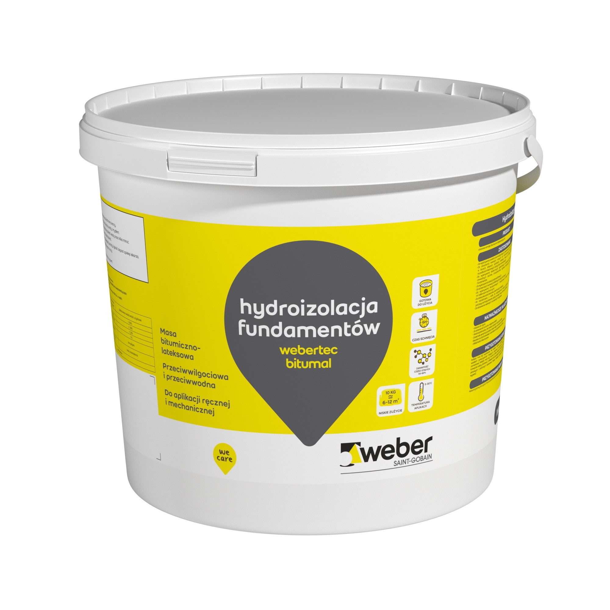 Hydroizolacyjna emulsja bitumiczno-lateksowa webertec bitumal 10 kg 0