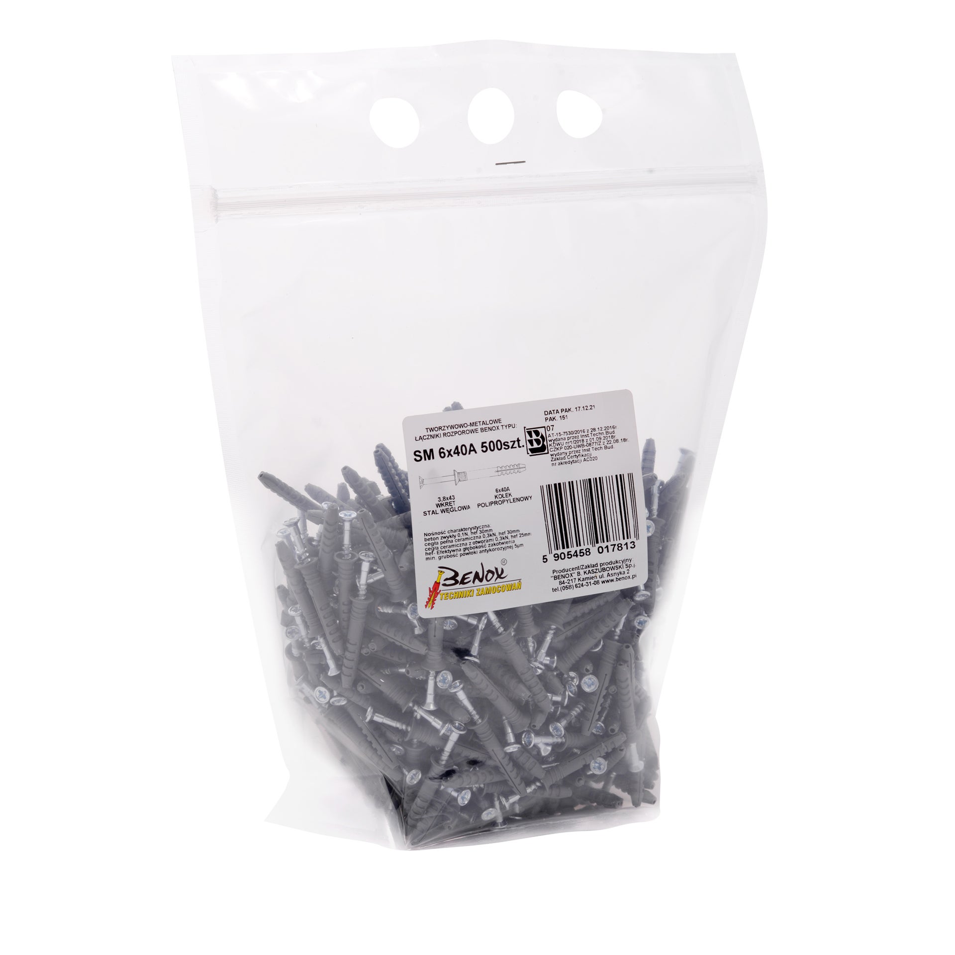 Kołek do szybkiego montażu 6.0x40 mm (500 szt.) 1