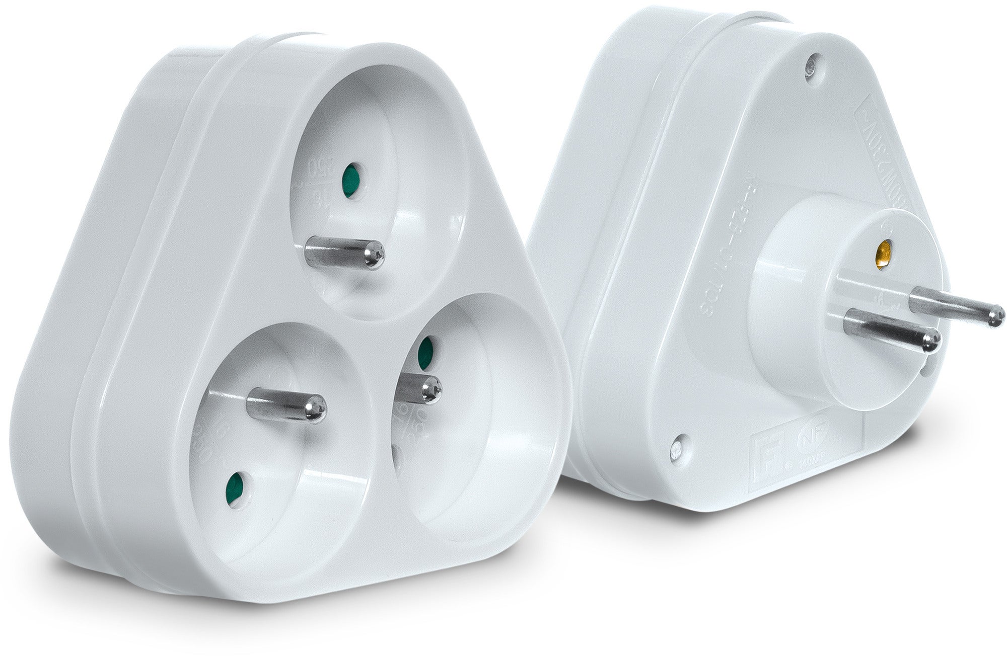 Rozgałęźnik elektryczny 3 gniazda z uziemieniem trójkątny 0