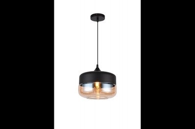 Oprawa sufitowa LENDER 2 1x E27, czarna, średnica 25cm, materiał metal+szkło
