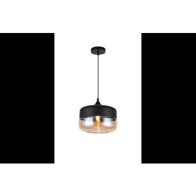 Oprawa sufitowa LENDER 2 1x E27, czarna, średnica 25cm, materiał metal+szkło