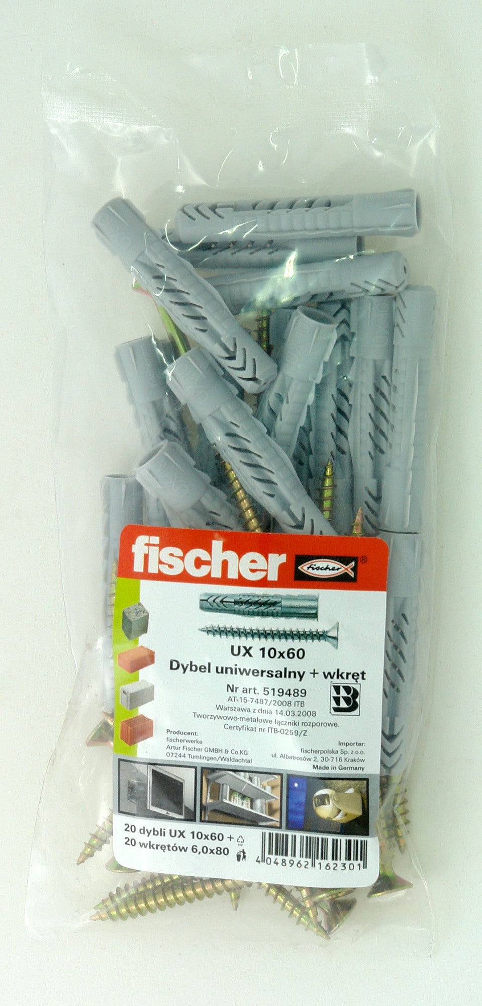 Kolek rozporowy uniwersalny UX z wkrętem 10x60 mm (20 szt.)