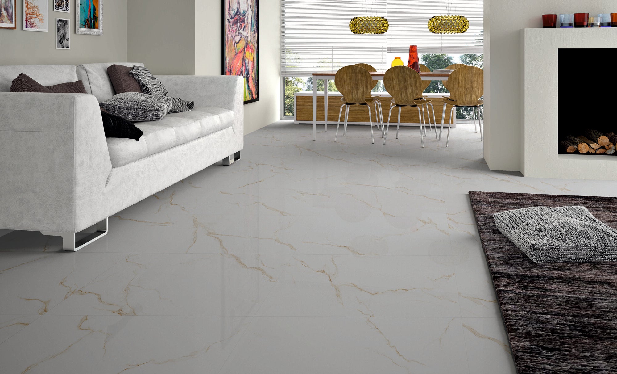Gres szkliwiony Carrara Blanco lappato 60x60 cm 1.44 M2 3