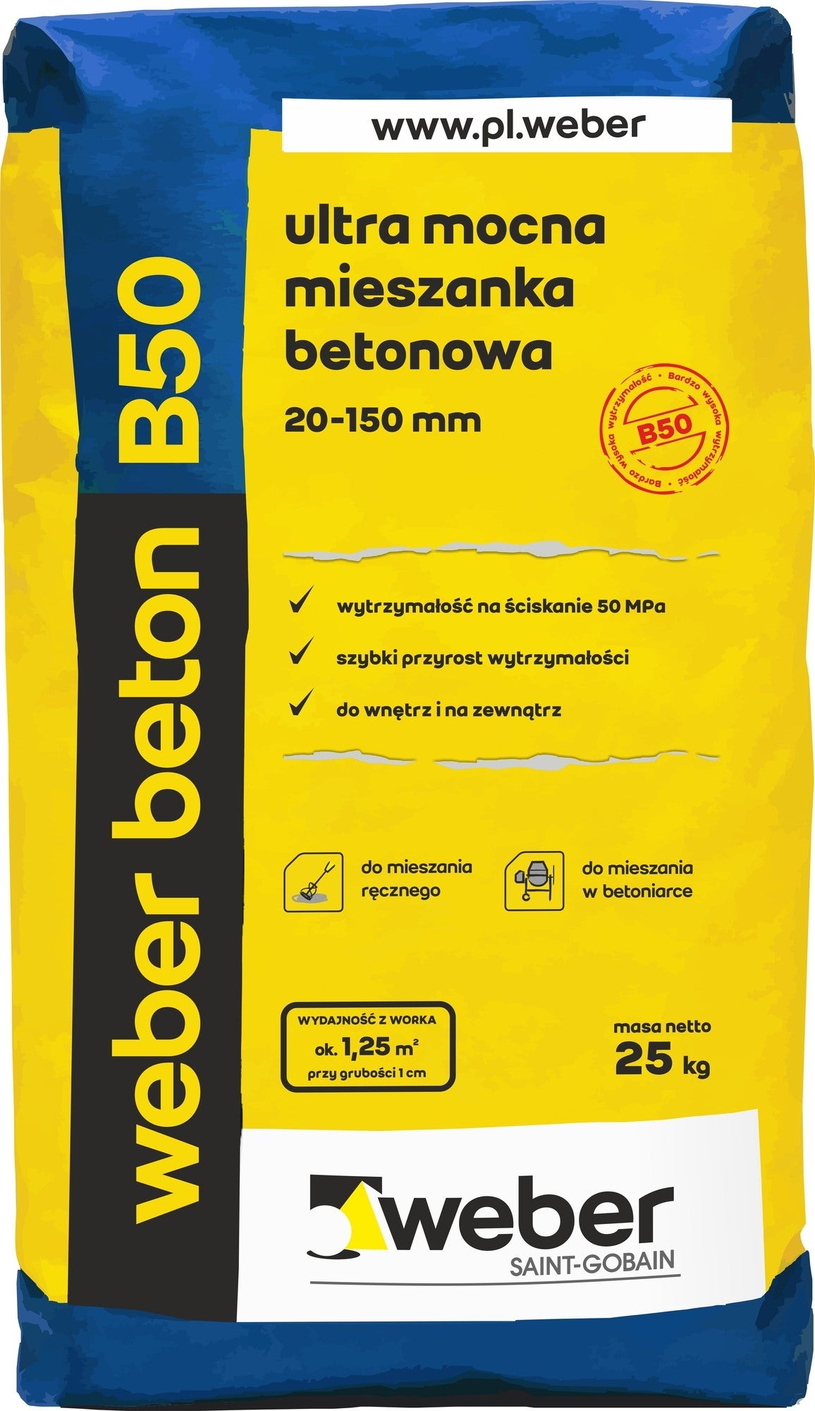 Gotowa sucha mieszanka Weber Beton B-50 25 kg, szybka