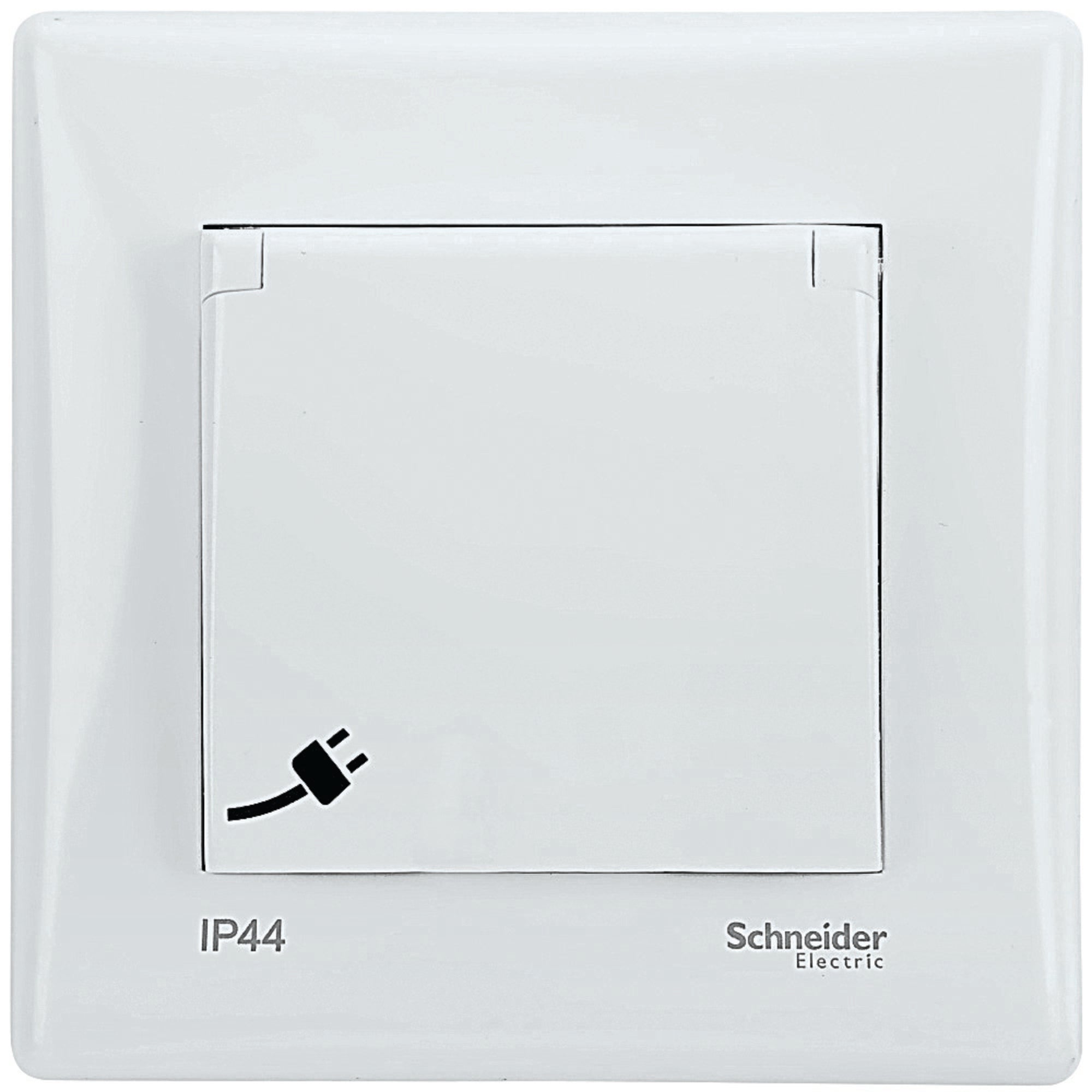 Schneider Sedna biały gniazdo pojedyncze z uziemieniem IP44 z przesłoną styków z ramką 0
