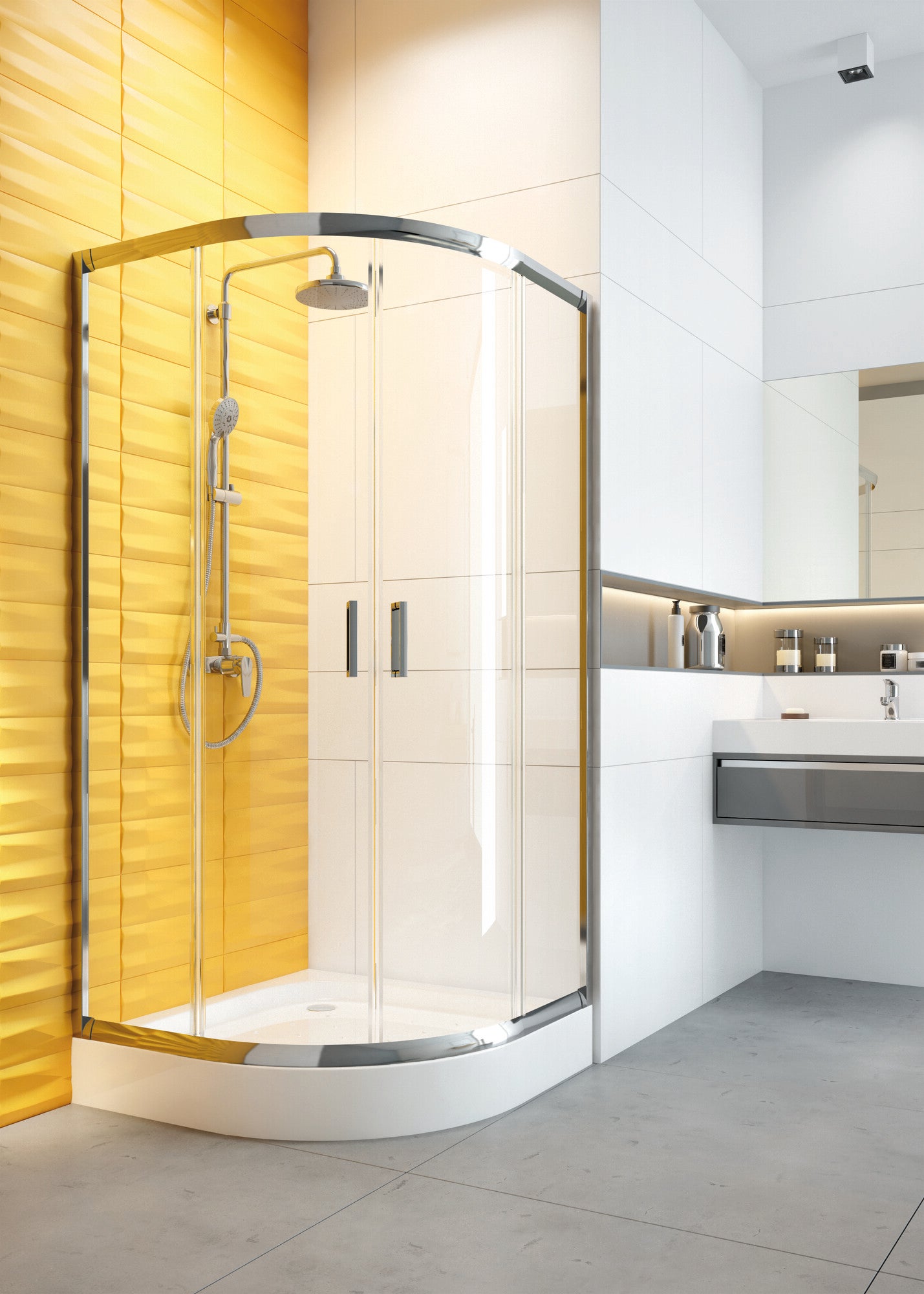 Kabina prysznicowa półokrągła Deante Dill 80 x 80 cm chrom 2