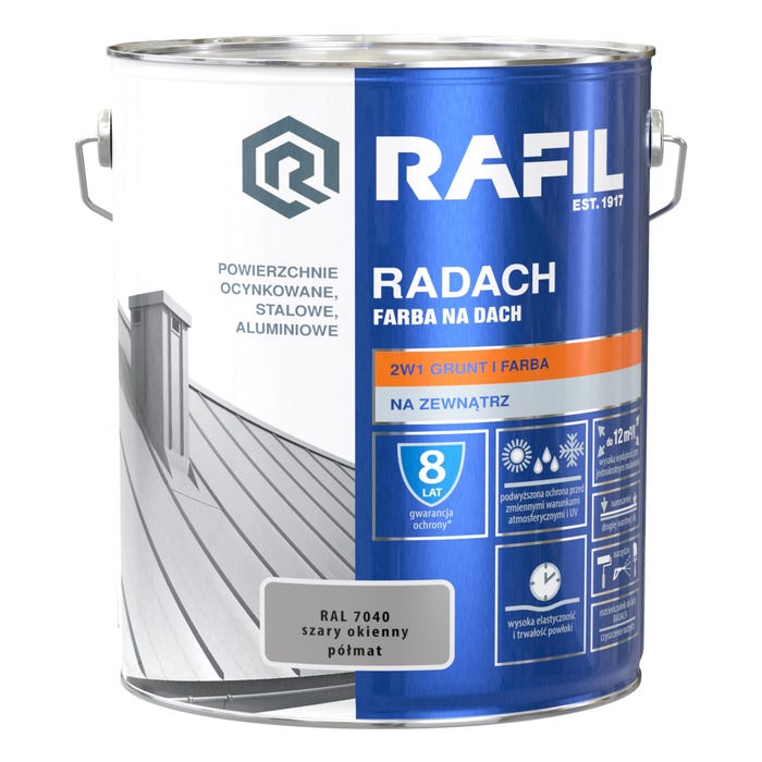 Farba na dach Rafil Radach szary okienny RAL7040 10l