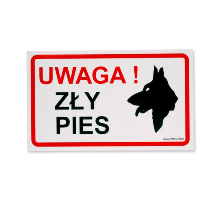 Znak informacyjny UWAGA ZŁY PIES Ps-06