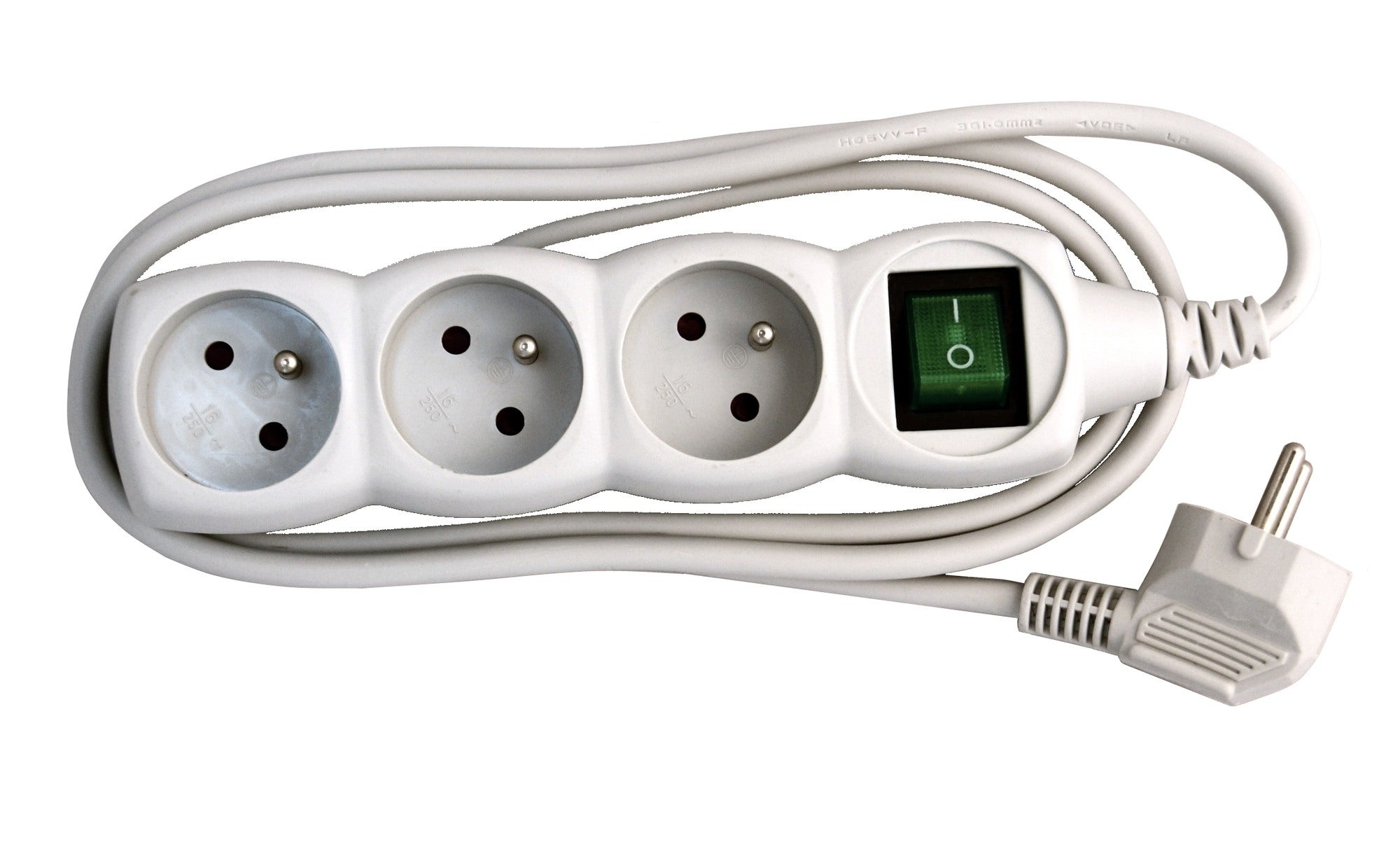 Przedłużacz 1,5m 3 gniazda z uziemieniem z wyłącznikiem szary 0