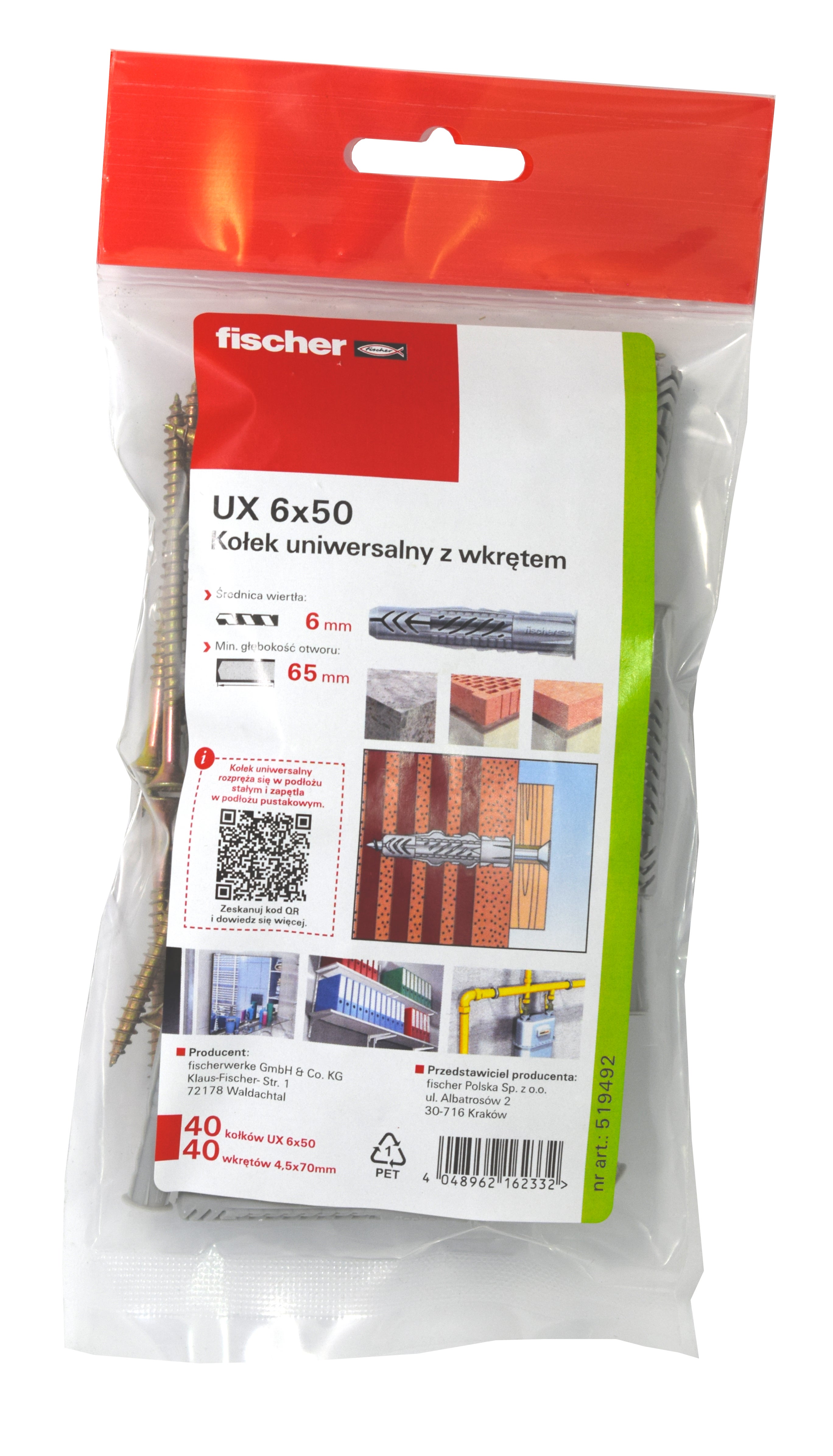 Kołek rozporowy UX z wkrętem 6.0x50 mm (40 szt.) 1