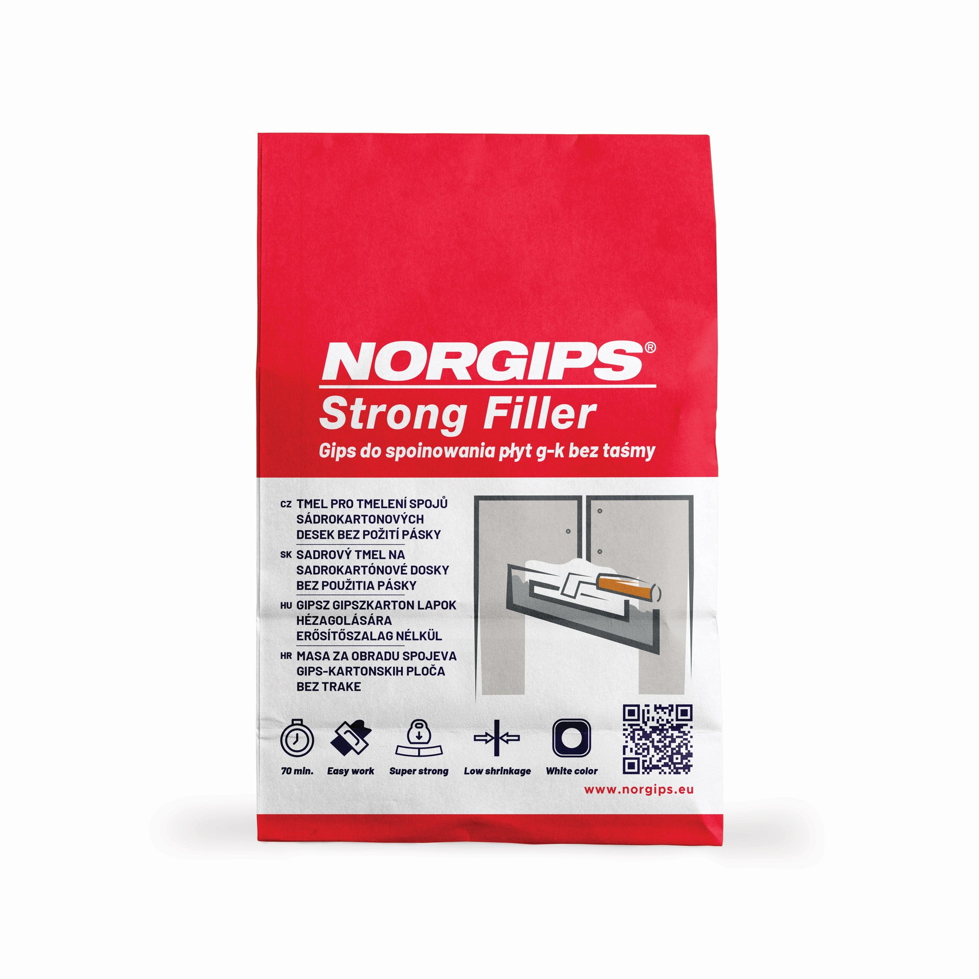 Gips szpachlowy Norgips Strong Filler 5 kg, do spoinowania płyt g-k 1