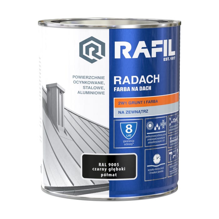 Farba na dach Rafil Radach czarny głęboki RAL9005 0,75l